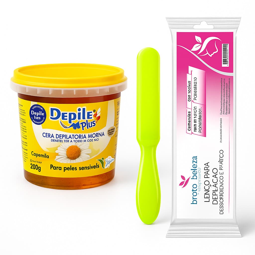 Kit Depilação em Casa Cera Depilatória MARACUJA DEPILE PLUS 290g + 1 Espátula + Lenço TNT 50 Folhas