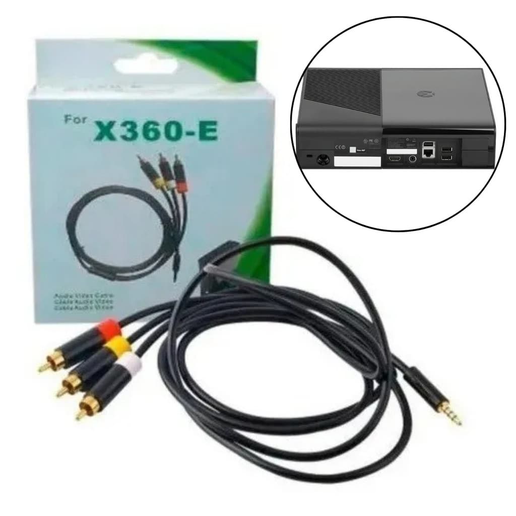 Cabo AV RCA Xbox 360 Super Slim P3 para 3 RCA 1,5 metros Som Vídeo
