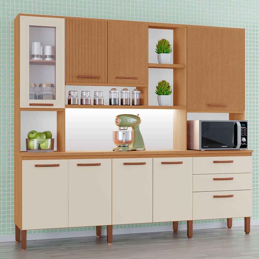 Armário de Cozinha Celeste 100% MDF  8 Portas e 3 Gavetas