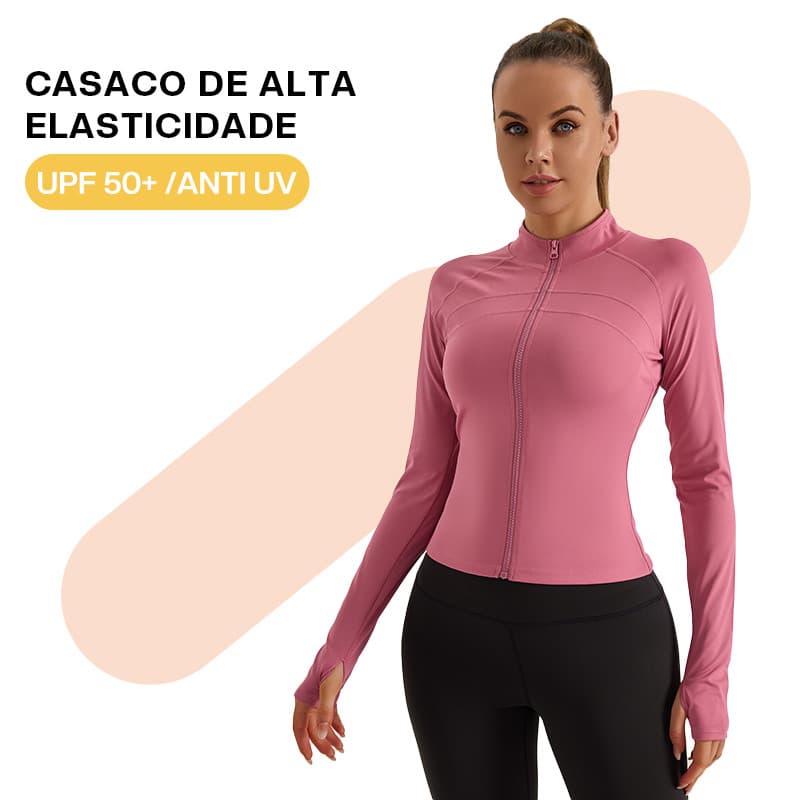 Liouty Jaqueta Feminina de Corrida de Manga Comprida para Ginástica e Ioga Esportiva com Proteção UV