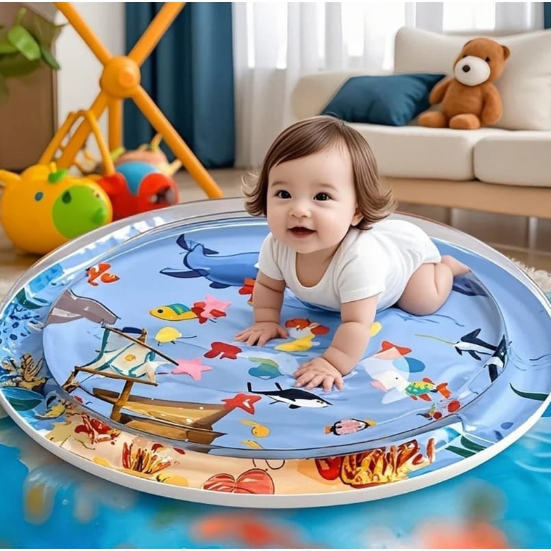 Tapete100CM jogo da água do bebê - água inflável para bebê infantil,Tapete inflável para centro atividades para bebês