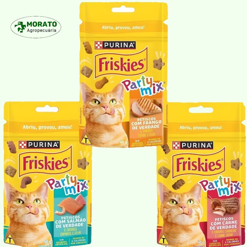 Kit 5, 10, 15un. Petiscos para Gatos Friskies Party Mix 40g