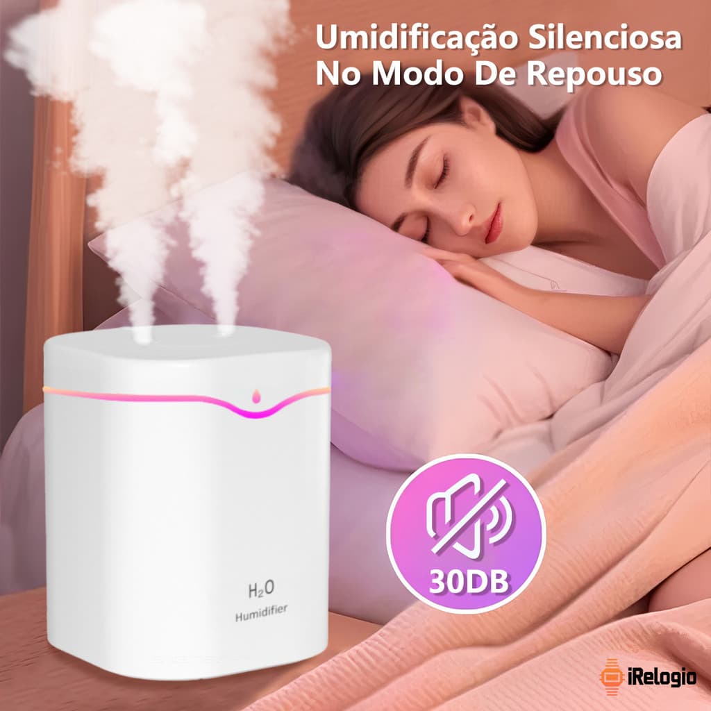 Umidificador De Ar Grande 12 Horas Com 2 Saídas De Ar E Led 3 Em 1 Multifuncional 2000ml Para Quarto