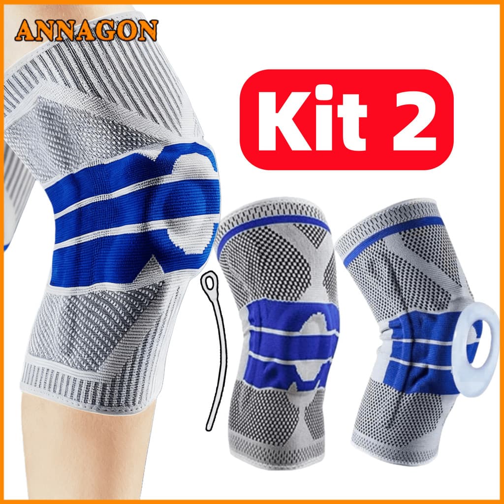 Kit 1/2 Joelheiras Ortopédicas 3D com Silicone e Aço - Alívio Dor Joelho para Esportes e Fitness