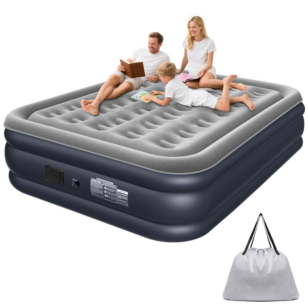 Colchão Inflável Queen Casal com Bomba Elétrica Embutida 203*152*40cm Cama De Campanha