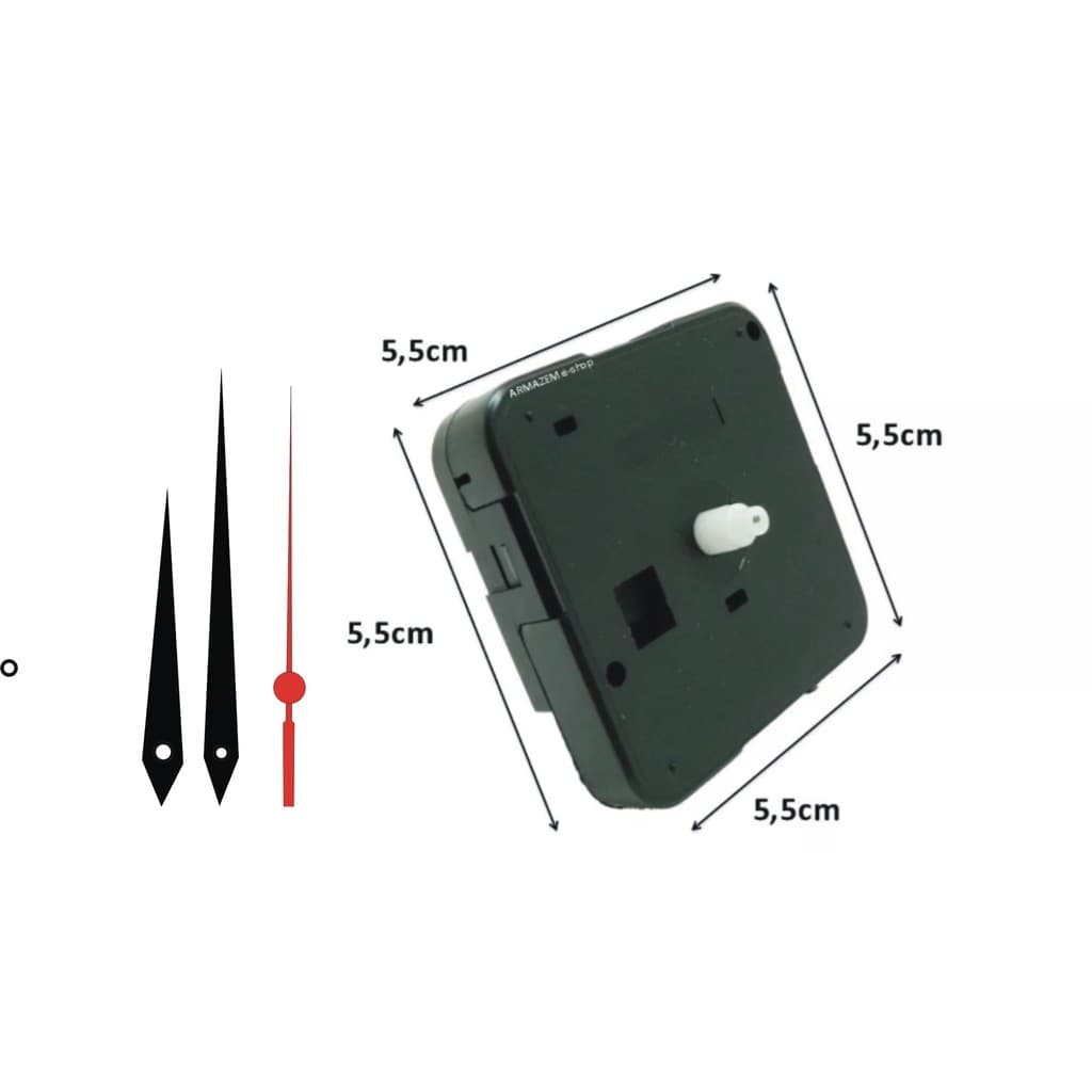 Kit Mecanismo E Jogo De Ponteiros Para Relógio De Parede 9mm
