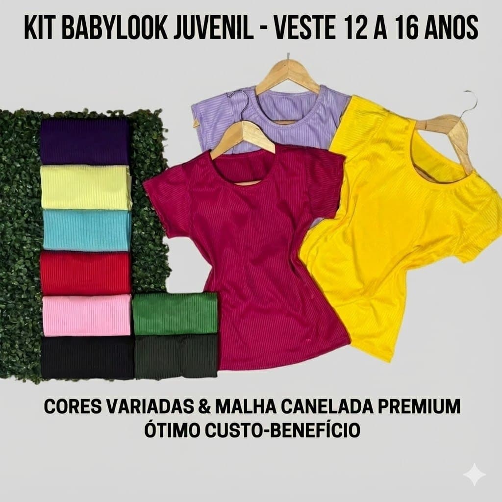 Kit Blusas Feminina Juvenil Menina 12 a 16 Anos Básicas Em Malha Canelada
