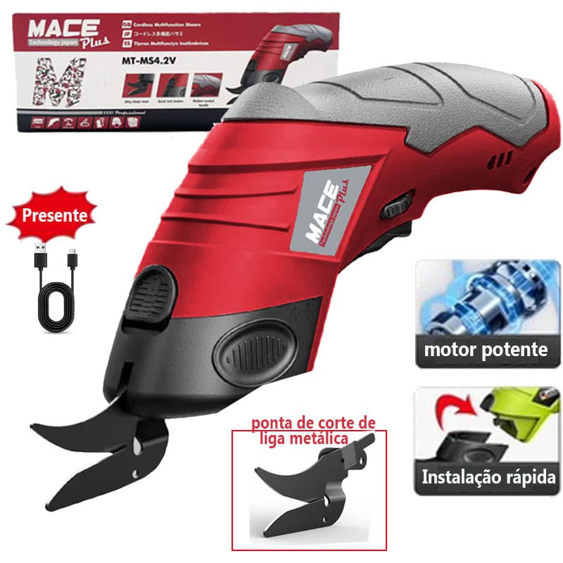 Tesoura Elétrica Sem Fio Usb Recarregável 4.2V Bivolt Adequado para corte de Tecidos/Papelão/Galhos