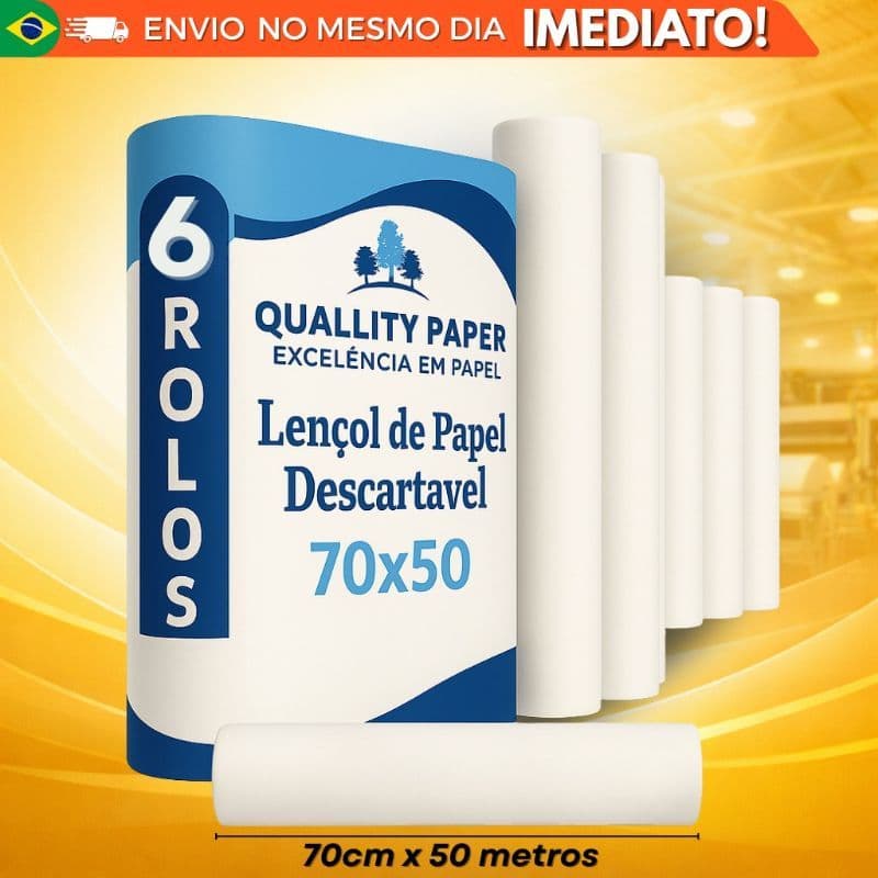 6 Rolos lençol de papel para maca descartavel 70x50 - Lençol hospitalar para maca l
