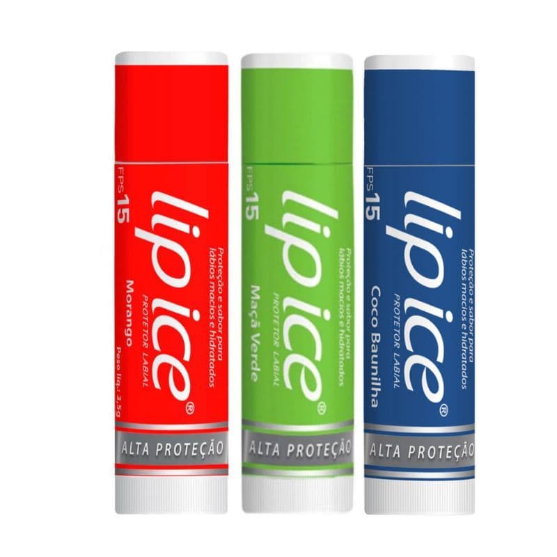 Hidratante Labial Lip Ice One Fps 15 Morango, Maçã verde e Coco Baunilha