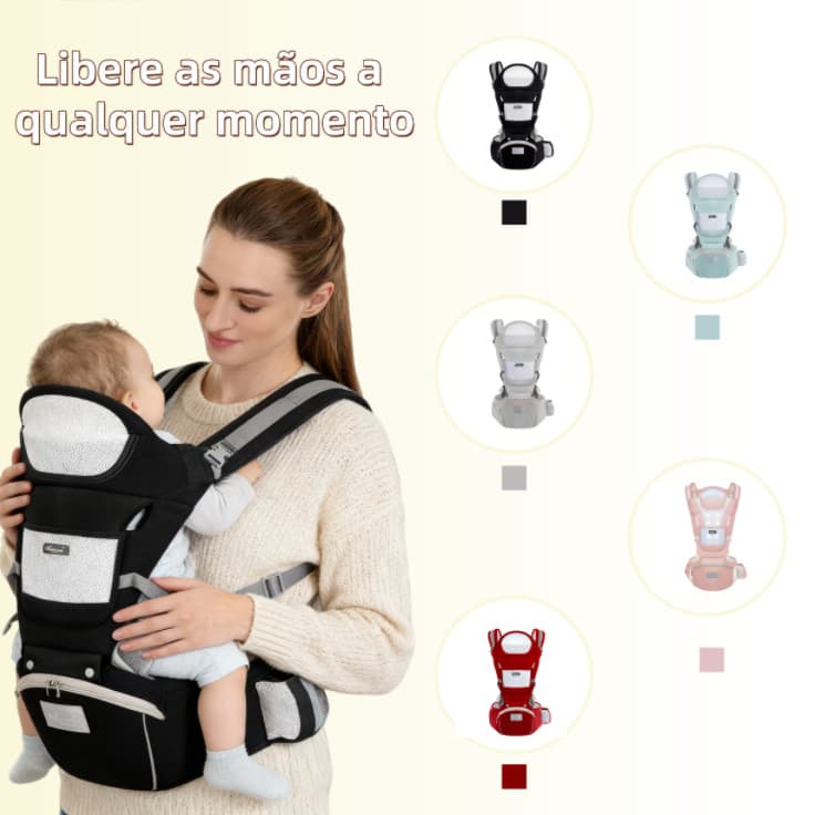 Carrier Para Bebê Premium Passeio Banco Cintura Canguru Bebe Diversas Cores