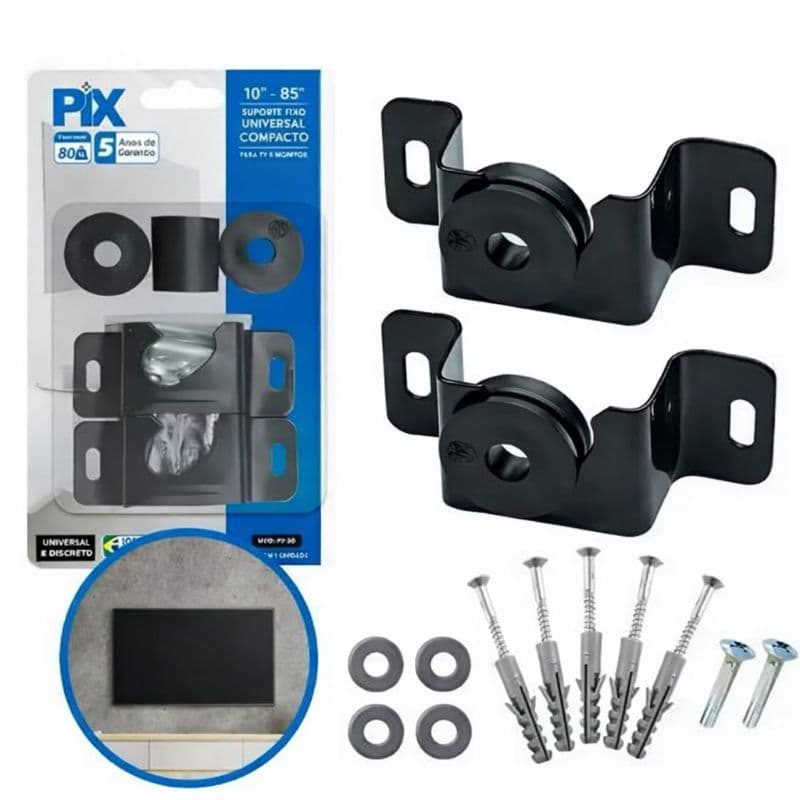Suporte fixo Universal PIX p/ TV 10–85 polegadas  até 80 Kg todas as marcas Parede/Painel Smart Led
