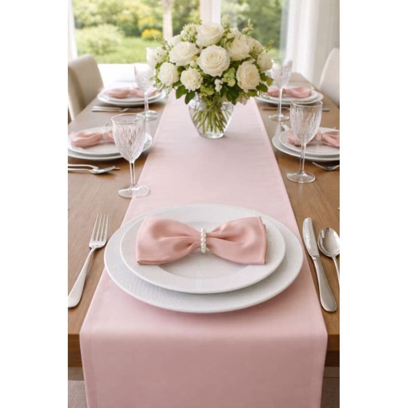 Kit Mesa Posta Luxo – Caminho de Mesa + Guardanapos com Porta Guardanapo Argola de Pérolas