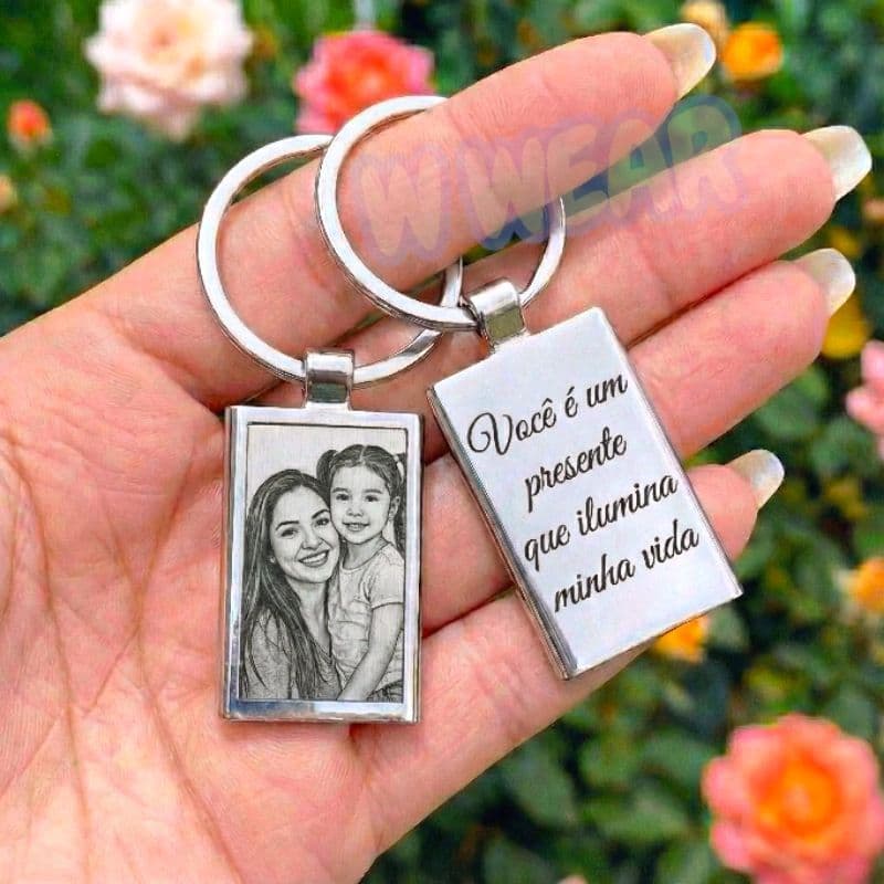 Chaveiro Personalizado Com Foto Frase Gravação a Laser Aço Inox