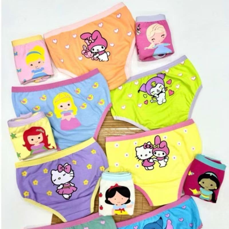 🩲 Kit 6 Calcinhas Infantil Algodão Cotton – Menina