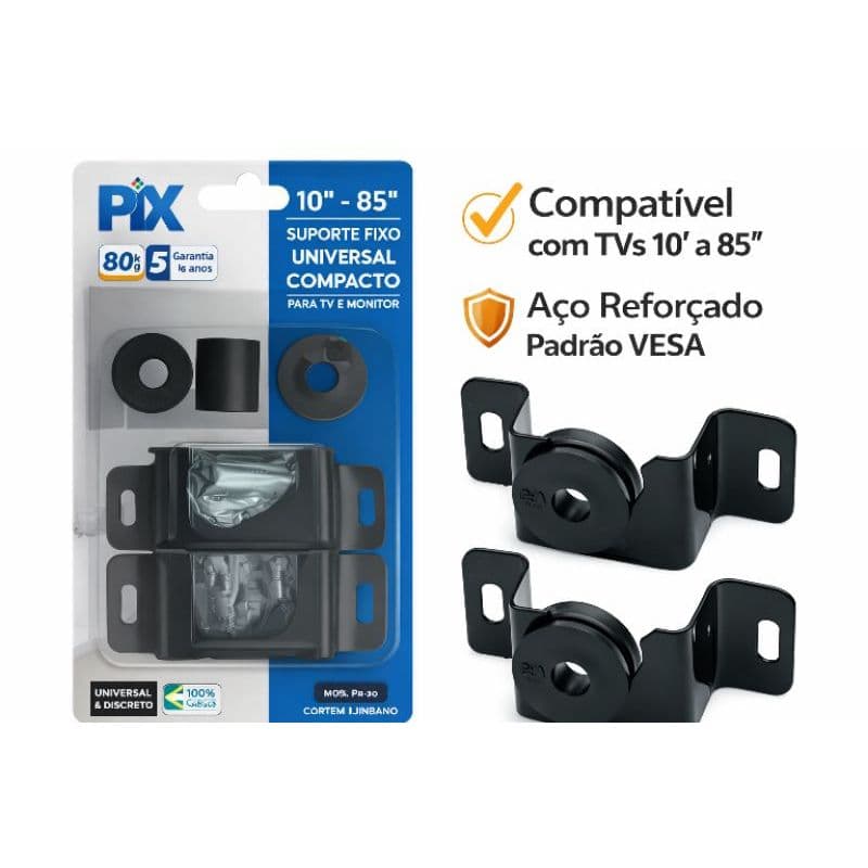 Suporte Universal para TV 10 a 85 Polegadas | Fixo | Padrão VESA | Aço Reforçado