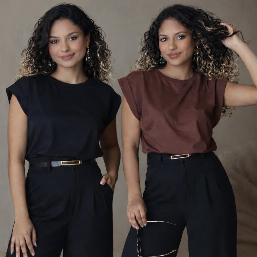 Dois ou um - Blusa Feminina Muscle Tee T-Shirt Algodão Básica Camiseta Lisa