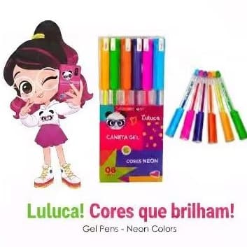 CANETA GEL NEON LULUCA KIT 6 CORES  lu0401 Licenciada