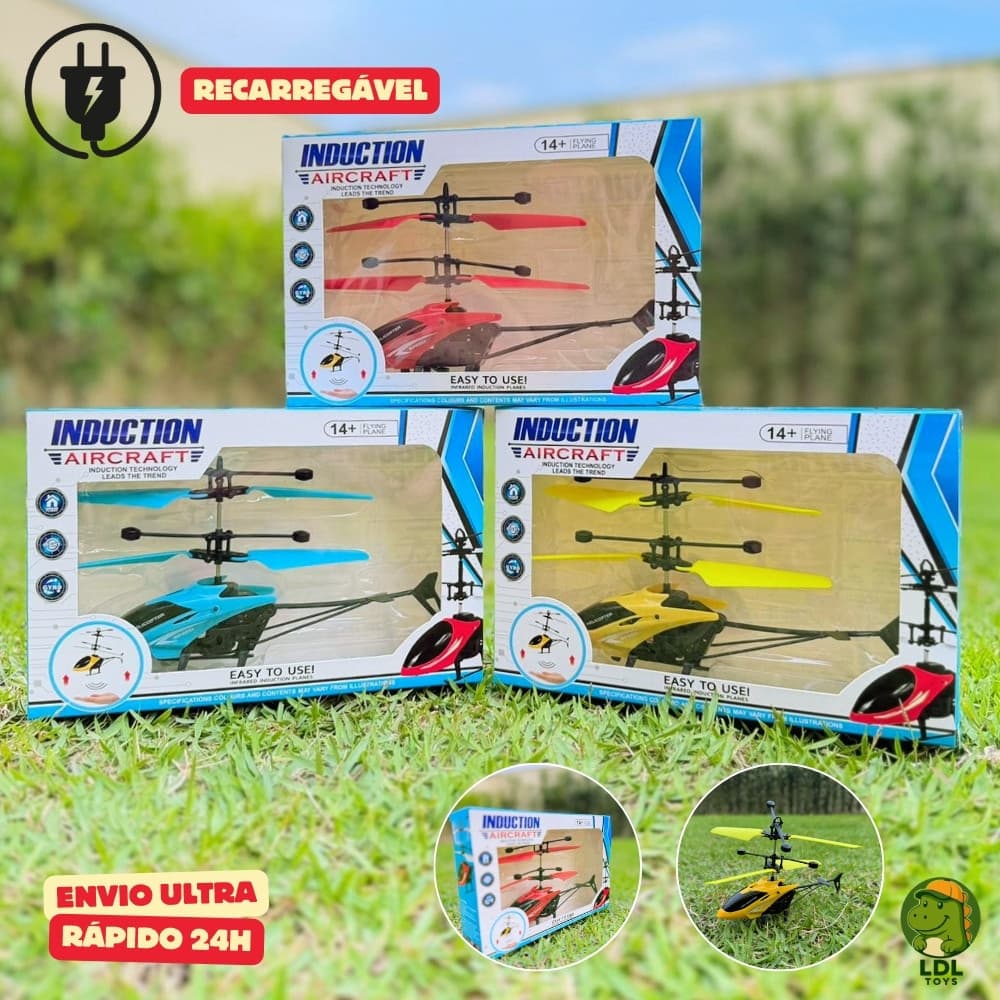 Brinquedo Helicóptero Drone Sensor De Mão Voador Recarregável Infantil Luz LED
