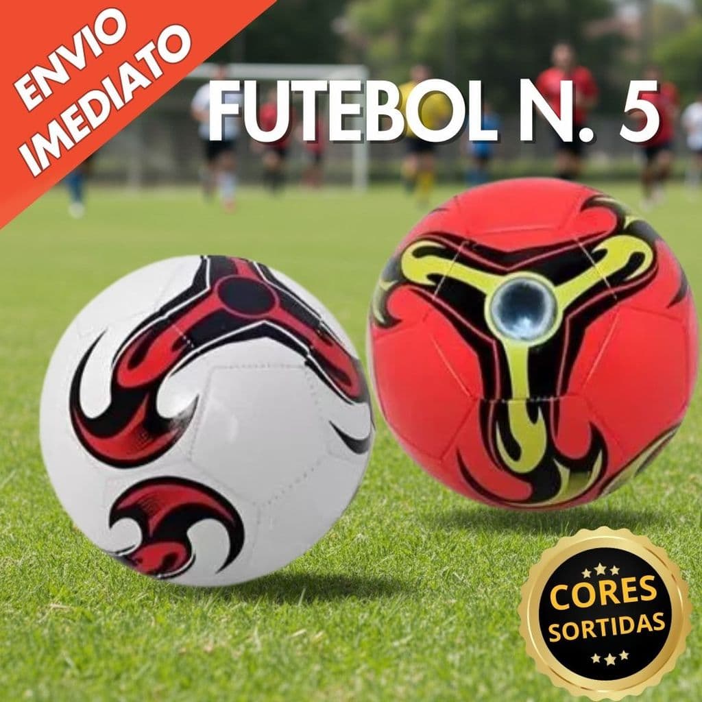 KIT 1 ou 2 Bola Futebol Campo Número 5 Oficial Costurada Jovem Criança Couro Sintético Cor Sortida