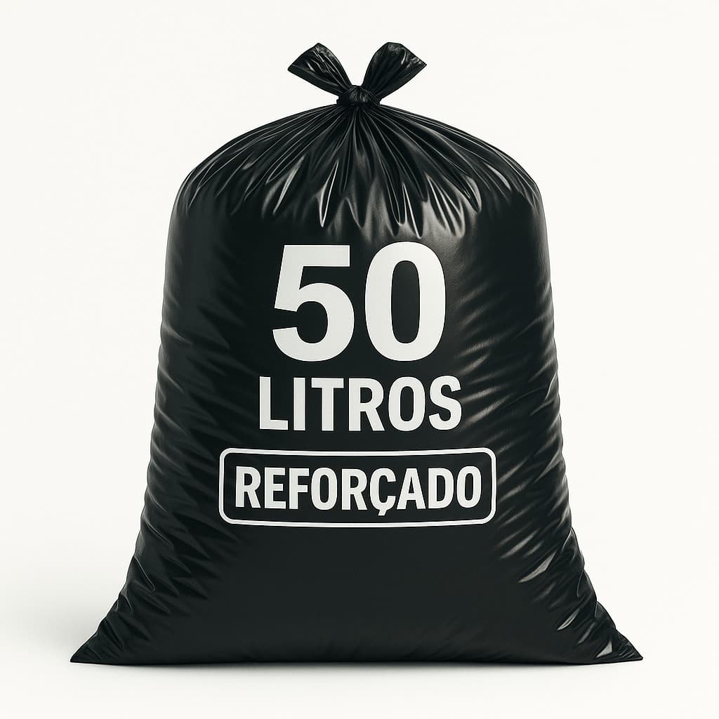 Saco De Lixo 50 Litros Preto Embalar Resistente Reforçado Grosso Uso Pesado