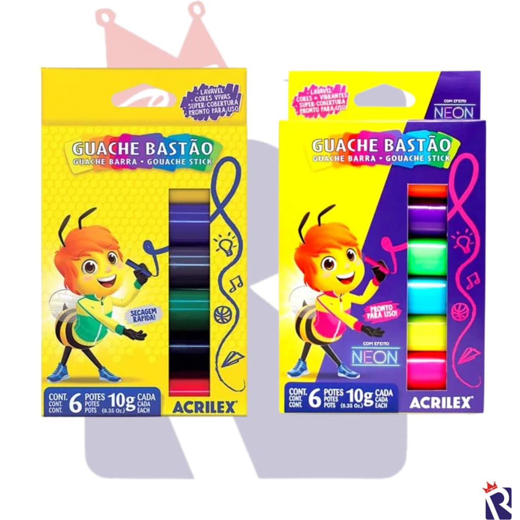 GUACHE EM BASTÃO 6 CORES / 6 CORES NOEN - ACRILEX