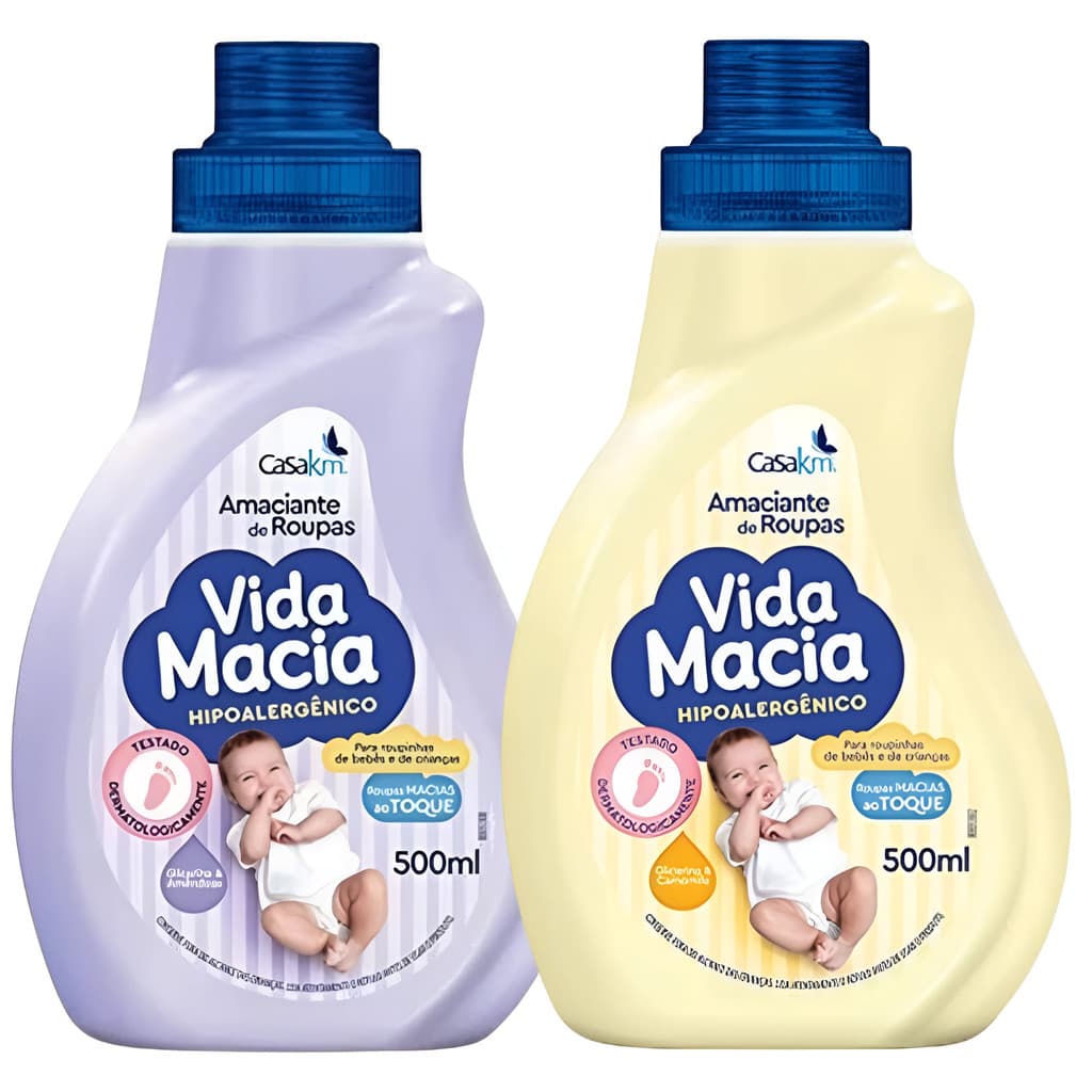 Kit 2 AMACIANTES de Roupa Vida Macia Baby Glicerina, Camomila e Amêndoas bebê 500ml