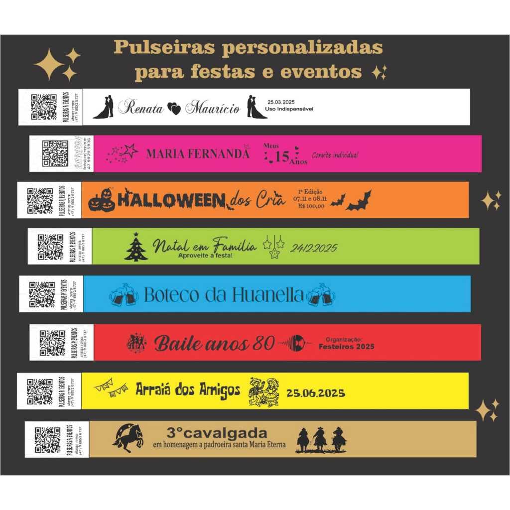 300 / 200 / 100 Pulseiras Identificação Eventos Baladas Personalizadas Shows Aniversário Casamento
