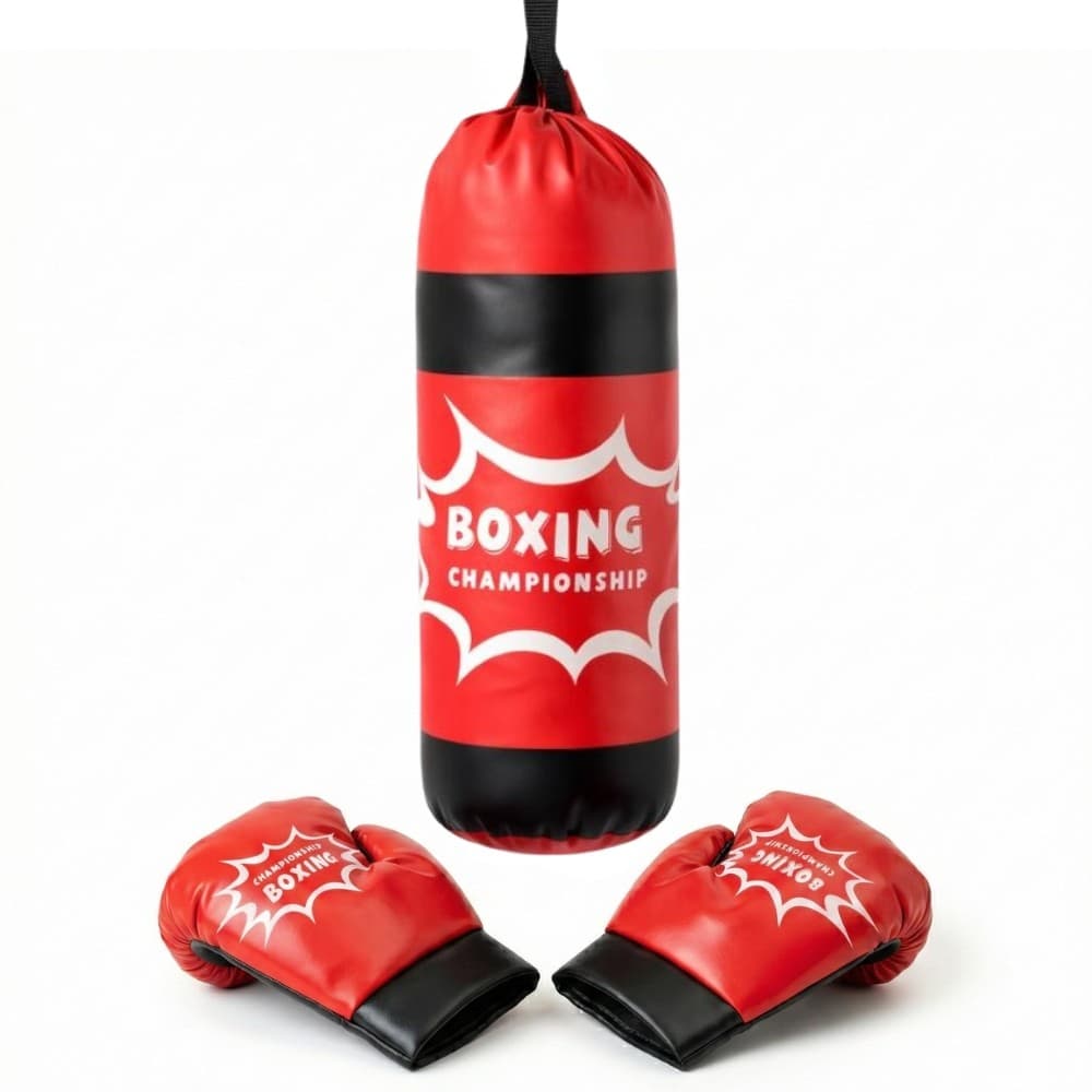 Kit Boxe Infantil Com Luvas e Saco Pancada Diversão e Coordenação Motora Treino Criança