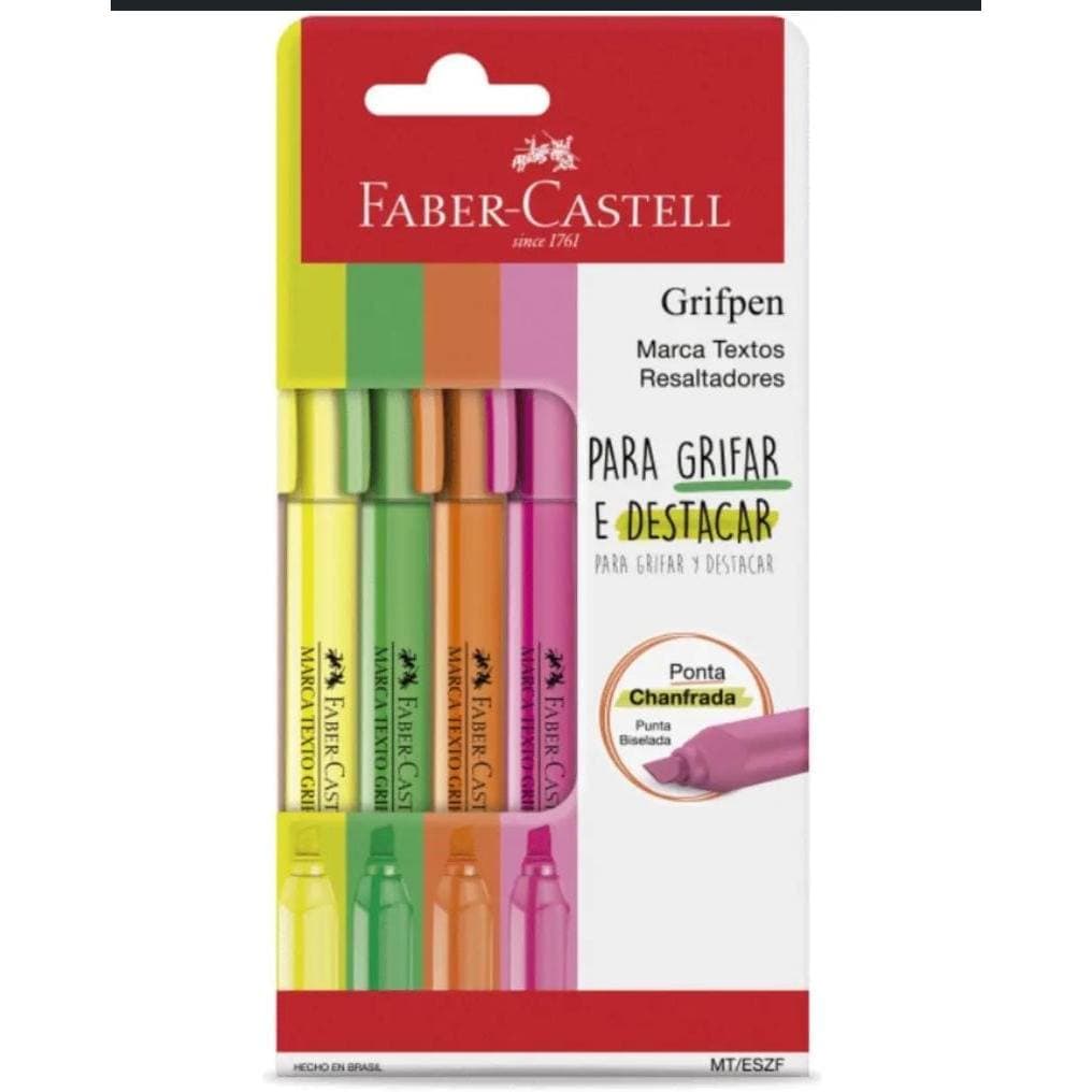 Marca Texto FABER CASTELL Grifpen 4 Cores Marcador Destacar - Faber-Castell