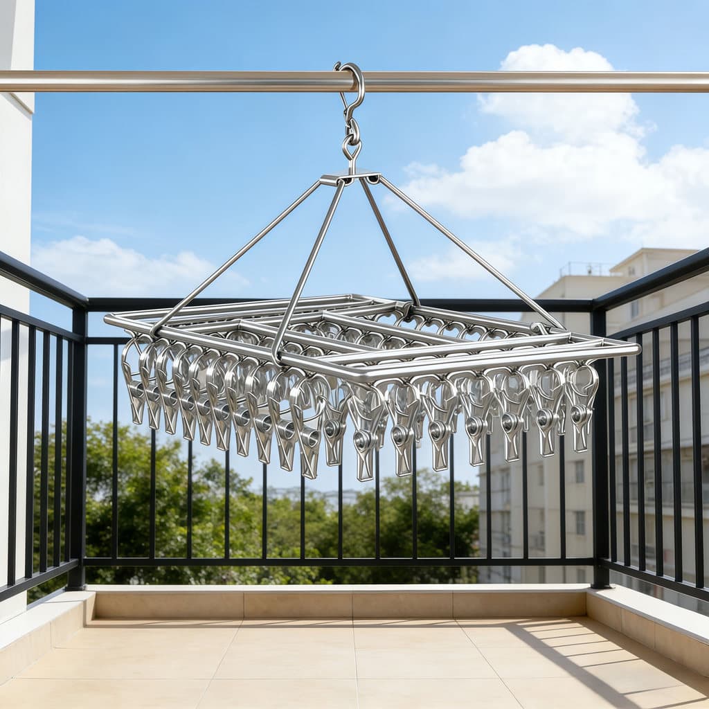 Varal De Aço Inox 40/60 Prendedores Dobrável Para Roupas Íntimas Meias E Roupa De Bebê