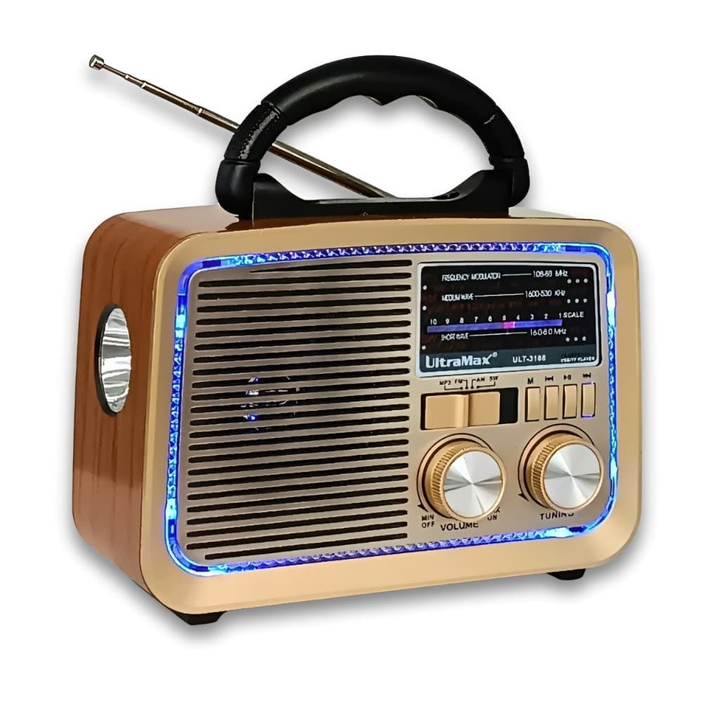 Radio Retro bluetooth entrada usb,microsd lanterna e sainda auxiliar Rádio Vintage Bluetooth Am Fm Usb Aux Sd Caixa