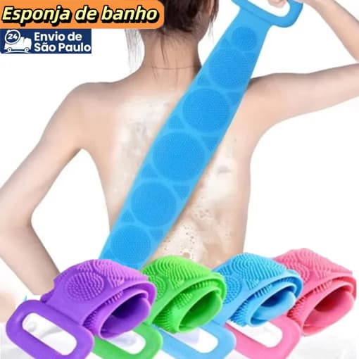 Esponja Silicone Massageadora Escova Banho Lava Corpo Todo Bucha Esfoliação Corpo Inteiro-Promoção