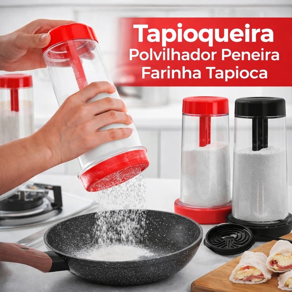 Tapioqueira Peneira Polvilhador de Tapioca Dosador Farinha Açúcar Chocolate Manual