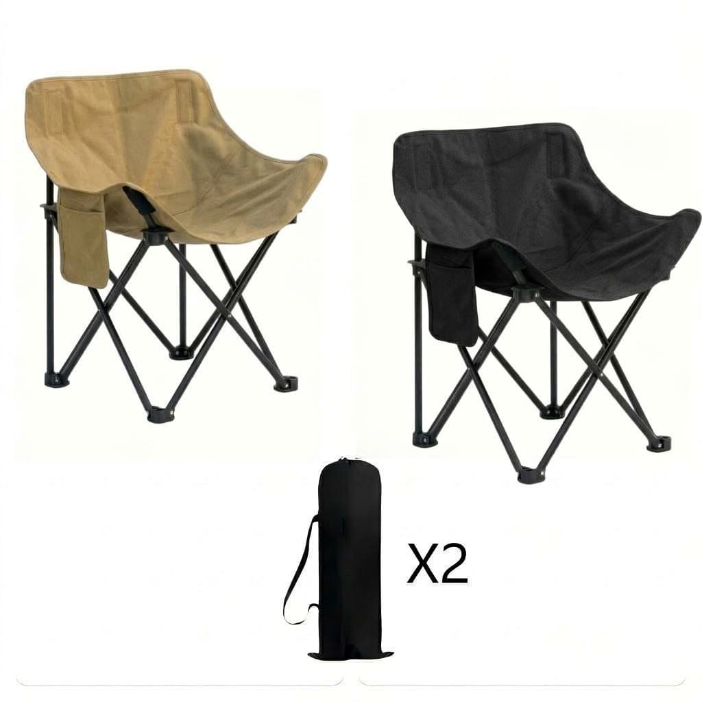 Kit 2 Cadeiras de Camping Dobráveis com Bolsa de Transporte | Leve, Resistente e Fácil de Levar para Qualquer Lugar