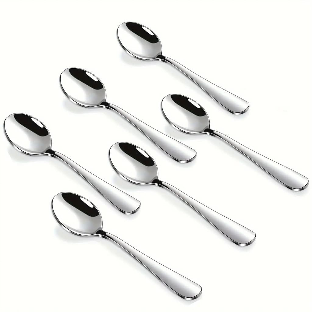 6 Peças Colher De Sobremesa, Jogo De Colher Aço Inox