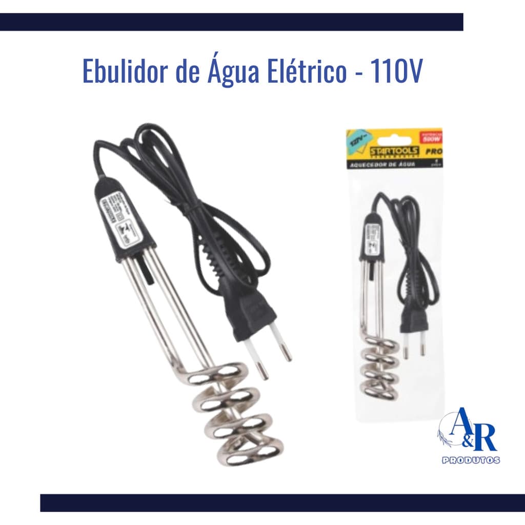 Ebulidor Aquecedor Elétrico de Água Rabo Quente Reforçado 500/1000 Watts Mergulhão 11