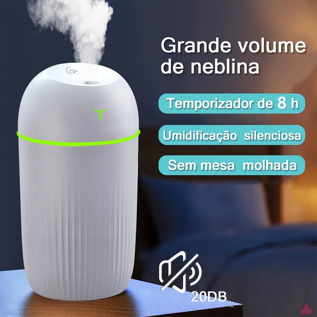 Umidificador De Ar E Aromatizador 420ML Mudo Purificador De Ar LED Portátil 3 Cores