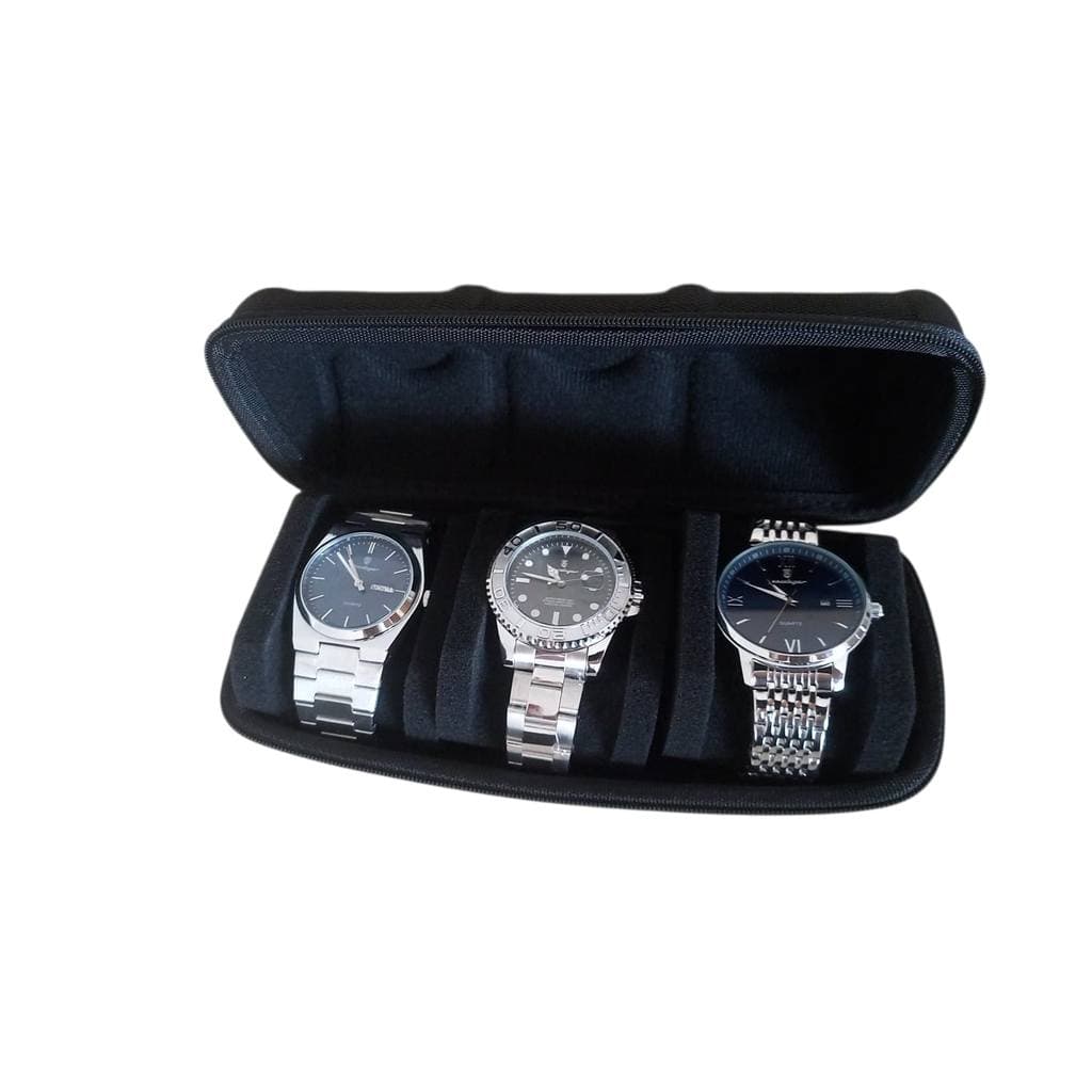 Estojo de viagem para relógio com 3 espaços rígidos premium - Caixa organizadora de armazenamento protetora para relógio