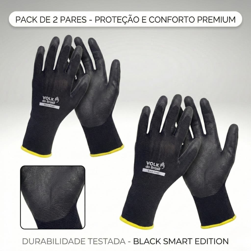 Kit Luva Tátil PU Multitato Antiderrapante Profissional Resistente Durabilidade