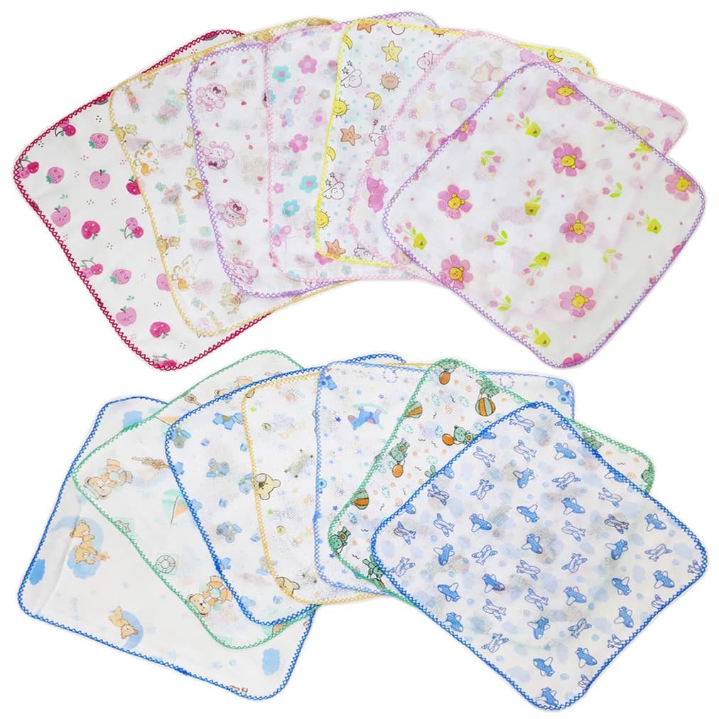 Pano de Boca 10 Unidades Luxo Com Crochê Babete Fralda de boca 100% algodão Estampada 33x33cm