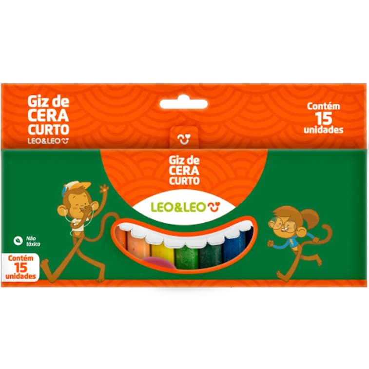 Giz de Cera 15 Cores Gizao Curto Grosso