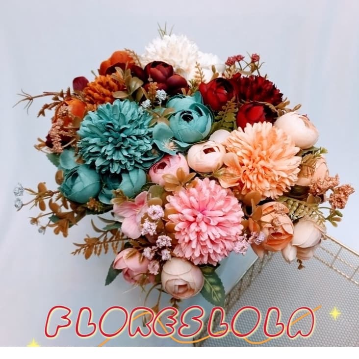 Buquê Misto Flor Artificial Crisântemo com Rosa e Crisântemo com Cravo, Buquê P/ Decoração Casamento, Arranjos, e casa