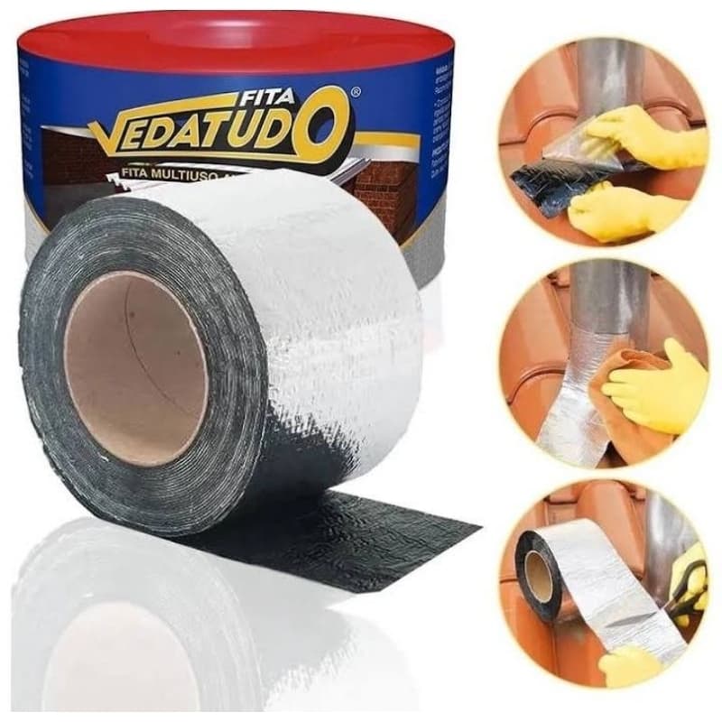 Fita Multiuso Manta Asfáltica Adesiva para Reparos Rufos/Calha/Telhados Vedatudo Dryko com 1MT