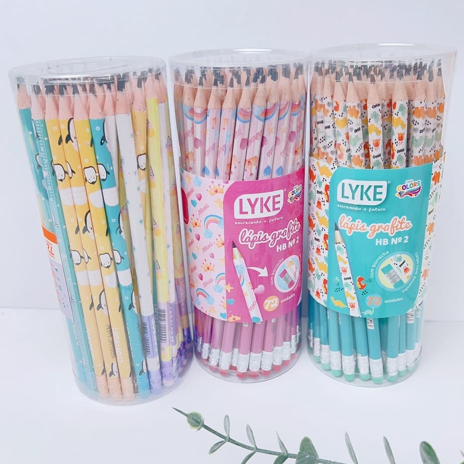 kit Até 20/36/60/72 Lápis Borracha Preto Material Escolar varias modelo  Escola Lapis Escrever
