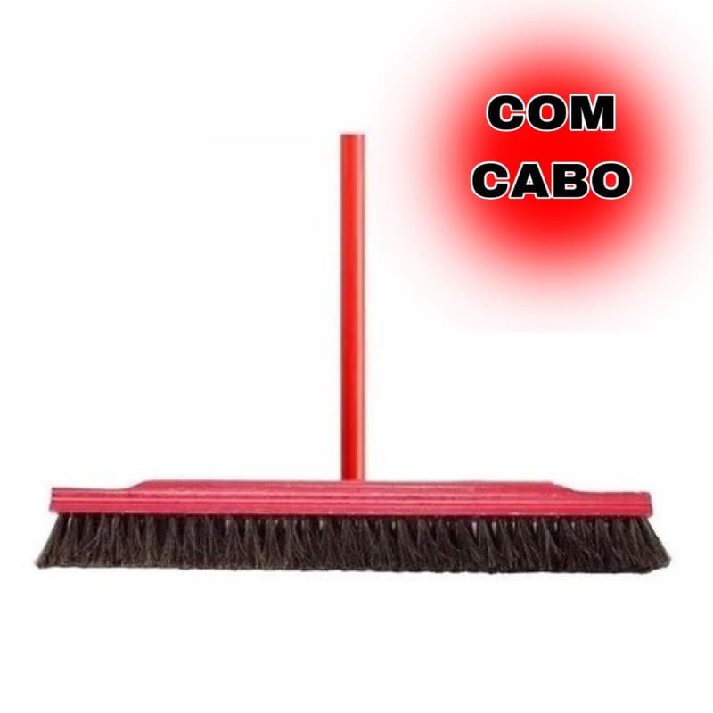 vassoura pelo animal crina de cavalo 60cm com cabo