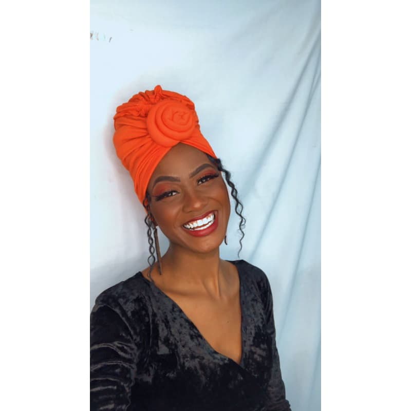 Turbante Afro Flor 2 Em 1 Com Regulado ( CORES LISA)