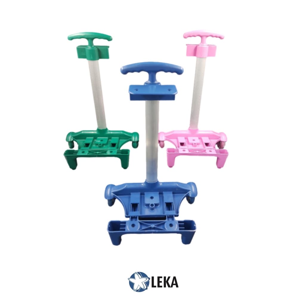 Carrinho 1 Haste, C/Trava, Alumínio, Rodas Silicone, para Mochila até 48 cm