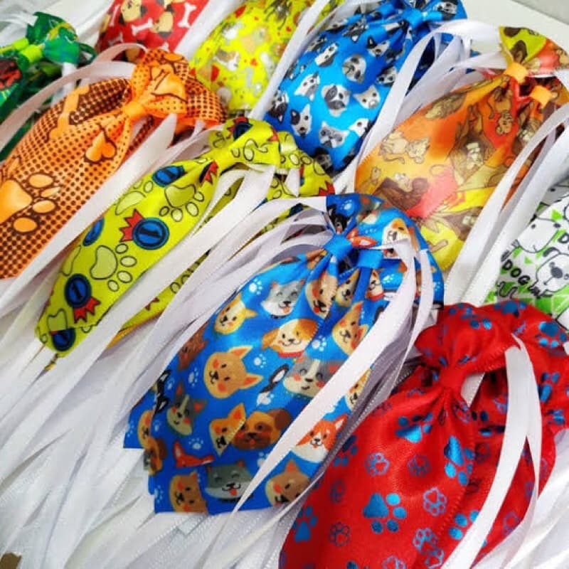 Kit 50 Gravatas Pet Macho coloridas Banho e Tosa Cães Cachorro Cetim Filhote/P/M/G