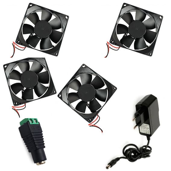 Kit 4 cooler Resfriamento Fonte 12v + Fan 80mm + Conector Fêmea P4